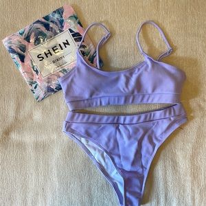 Large Shein Purple Textured Bikini